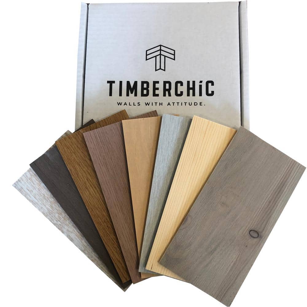 Timberchic Oak and Pine Peel and Stick Wall Plank Sample Pack