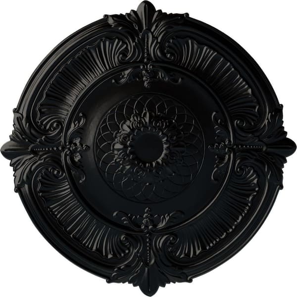 Ekena Millwork 2-1/2" x 39-1/2" x 39-1/2" Polyurethane Attica Ceiling Medallion, Hand-Painted Jet Black