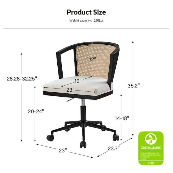 JAYDEN CREATION Geraldine Black Polyster Rattan Adjustment Height