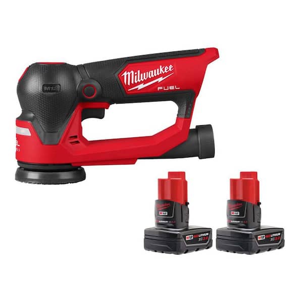 Milwaukee M12 FUEL 12V Lithium-Ion Brushless Cordless 3 in. Random Orbital Detail Sander with 3.0 Ah Battery Pack (2-Pack)