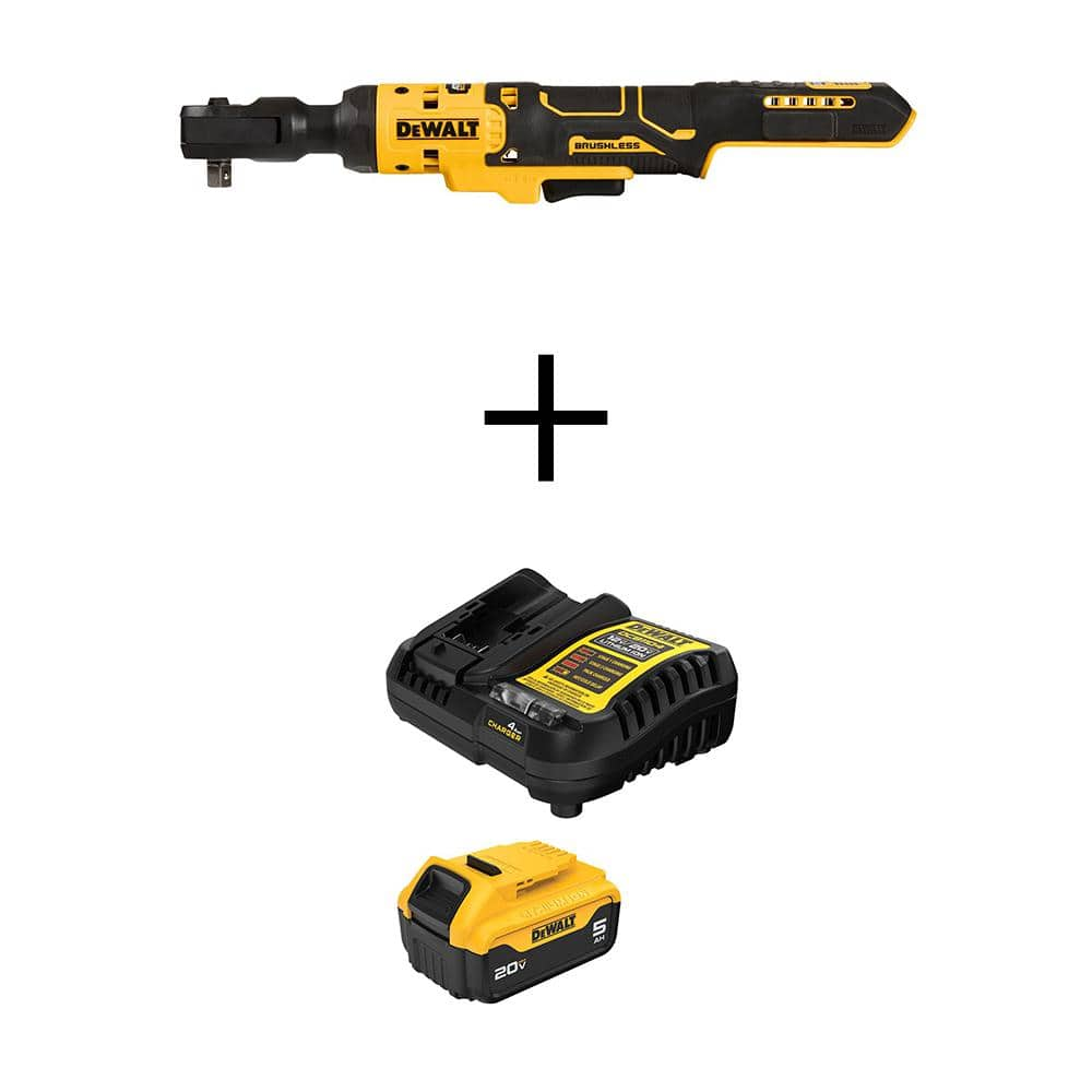 ATOMIC 20V MAX Lithium-Ion 20 V MAX 3/8 in. Cordless Ratchet with 20V MAX XR 5.0 Ah Battery Pack and Charger -  DEWALT, DCF513BWDCB205C