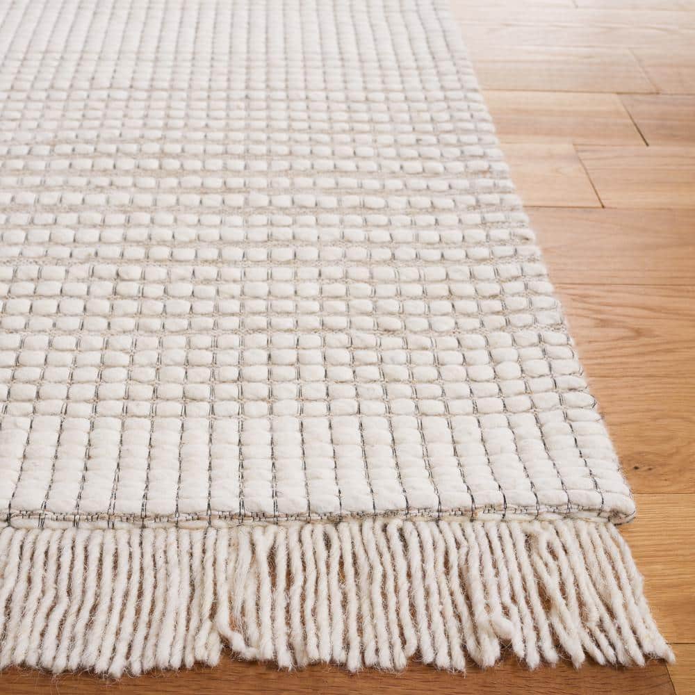 Elegant Ivory & Beige Hand-Woven Wool Area Rug - 3' x 5'