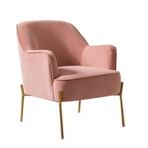 Nora Modern Pink Velvet Accent Chair with Gold Metal Legs