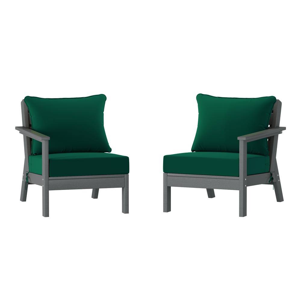 Birchwood Gray Arrangeable Outdoor Patio 2-Piece Deep Seating HDPE Loveseat Arm Chair Set with Green Cushions price history on PriceWatchPro