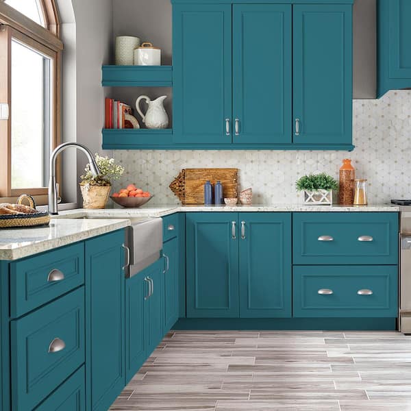 1 gal. #HDC-CL-27 Calypso Blue Semi-Gloss Enamel Interior/Exterior Cabinet, Door & Trim Paint