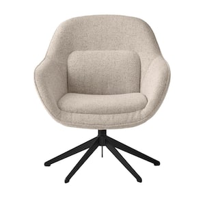 Cream Fabric Lounge Chair with Swivel Base