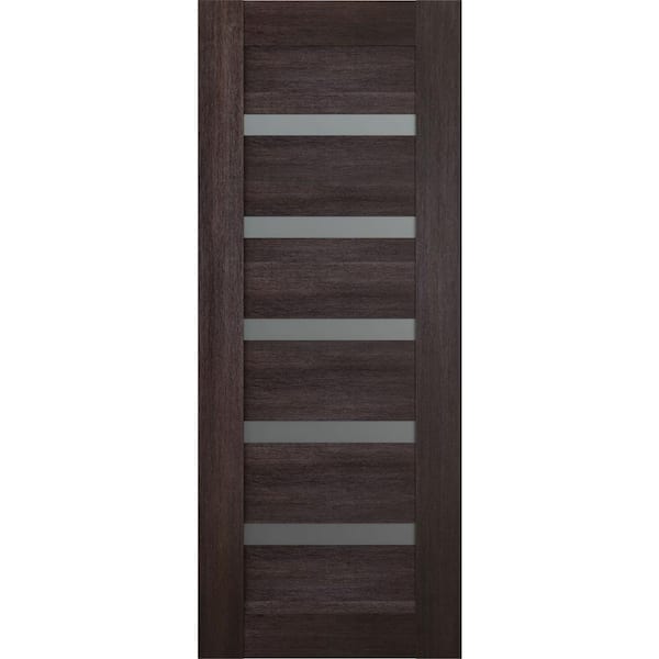 Belldinni Vona 07-04 24 in. x 96 in. No Bore 7-Lite Frosted Glass Veralinga Oak Wood Solid Composite Core Interior Door Slab