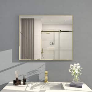 Sight 36 in. W x 30 in. H Rectangular Framed Wall Bathroom Vanity Mirror in Brushed Gold