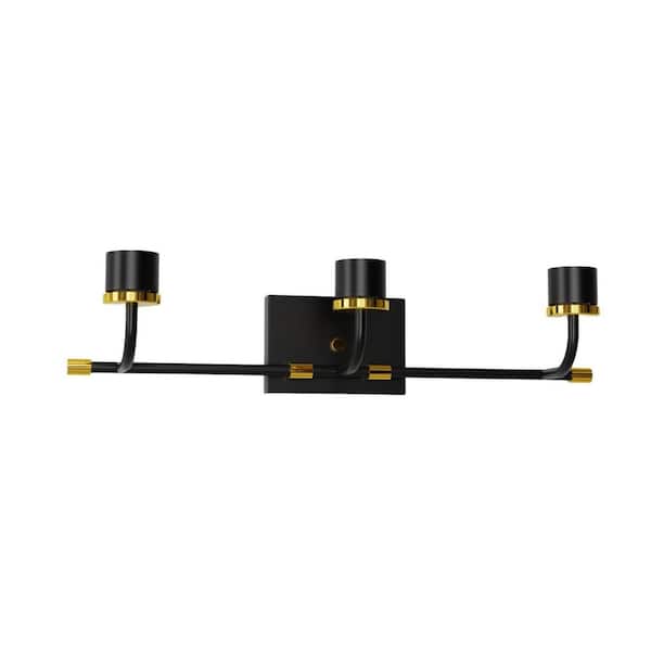3-Light Black Gold Vanity Light Canopy Elevate Your Bathroom with Style