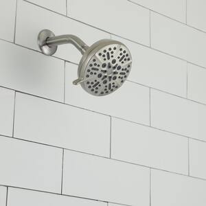 5-Spray Patterns with 1.75 GPM 5 in. H Single Wall Mount Fixed Shower Head in Brushed Nickel