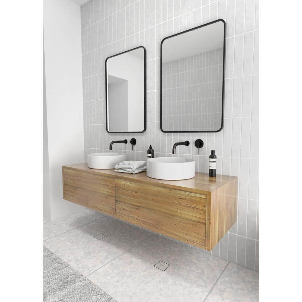 Trinity 32" x 22" Black Wood Full Length Rectangular Mirror