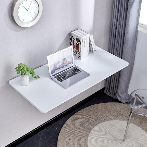 Laundry Room Folding Table, Wall Mounted Folding Table for Kitchen in White