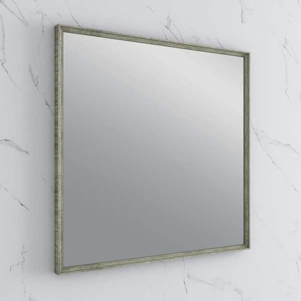 Formosa 32 in. W x 32 in. H Square Framed Wall Mounted Bathroom Vanity Mirror in Sage Gray