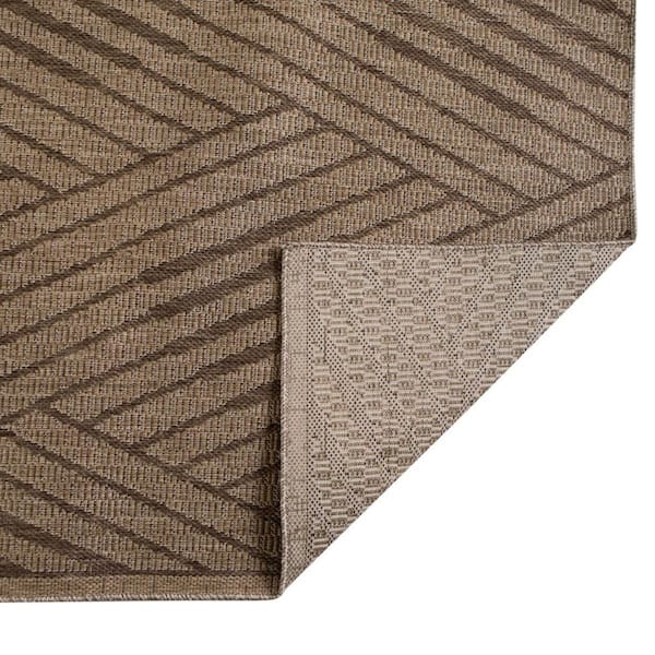 Beige 2 ft. x 8 ft.  Loomed Geometric Polypropylene Runner Indoor/Outdoor Area Rug