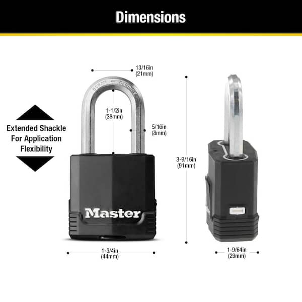 Master Lock Aluminum 48 mm (1-7/8 in) Combination Lock, 19 mm (3/4 in)  shackle, 2 pack 