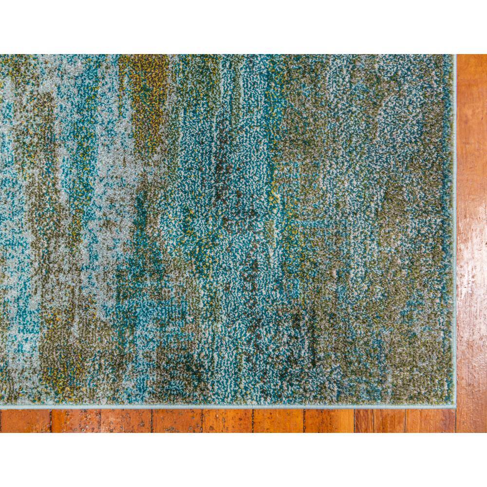 Turquoise and Gray Abstract Rectangular Area Rug, 5' x 8'