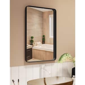 24 in. W x 35 in. H Framed Rectangle Bathroom Vanity Mirror in Black