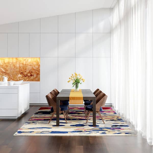 Pokhara Abstract Wool Multicolor 9 ft. x 12 ft. Indoor Area Rug