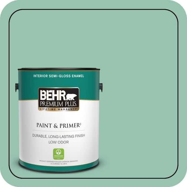 BEHR PREMIUM PLUS 1 gal. #M420-4 Jade Mountain Semi-Gloss Enamel Low Odor Interior Paint & Primer