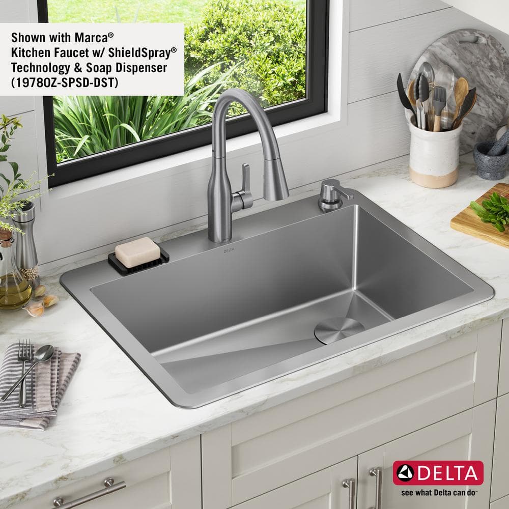 Delta 30" Stainless Steel Drop-In Single Bowl Kitchen Sink with Accessories
