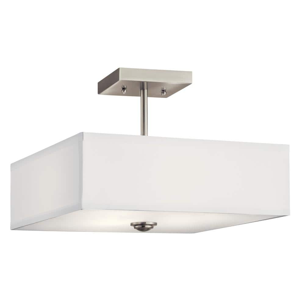 Elegant Urban 14" Brushed Nickel Square Semi-Flush Ceiling Light