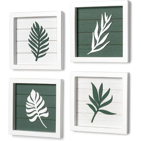 4 Piece Wood Framed 3D Wall Art Print 7 in. x 7 in. Z0F8R5BZ5Y
