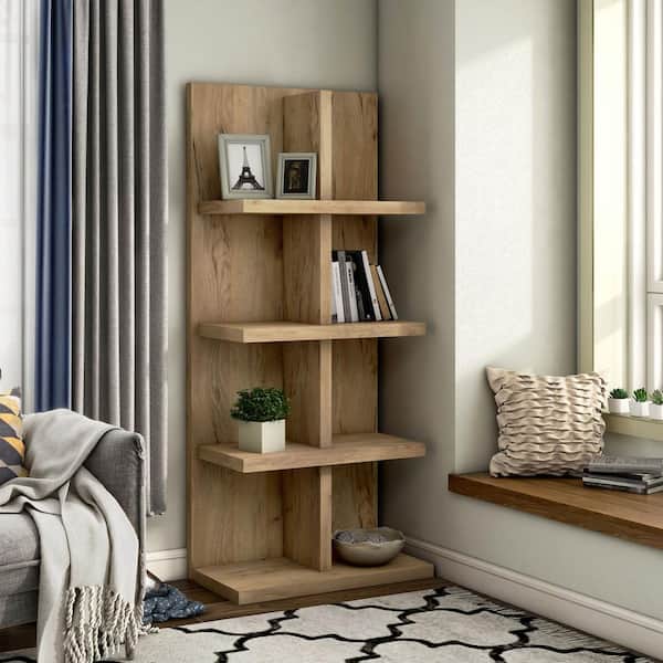 Furniture of America Ankey 31.5 in. Wide Light Oak 4-Shelves Standard Bookcase