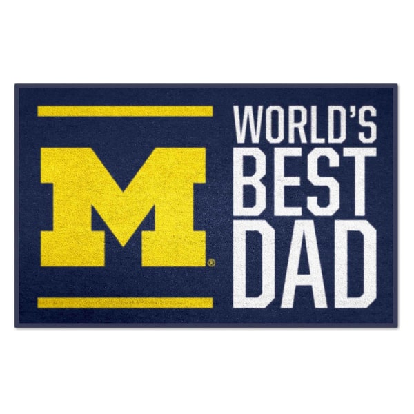 Michigan World's Best Dad Navy 1.5 ft. x 2.5 ft. Starter Area Rug
