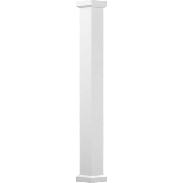 8' x 5-1/2" Endura-Aluminum Empire Style Column, Square Shaft (Load-Bearing 12,000 LBS), Non-Tapered, Gloss White