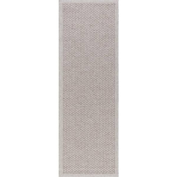 Tayse Rugs Serenity Solid Taupe 2 ft. x 11 ft. Indoor/Outdoor Runner Rug