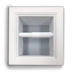 Tripoli Recessed Toilet Paper Holder in Primed Gray Solid Wood with Wall Hugger Frame