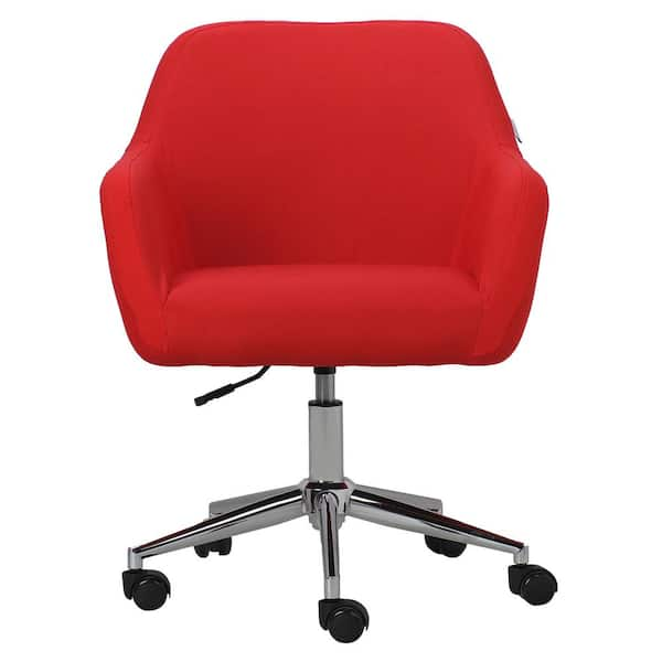 red upholstered swivel chair