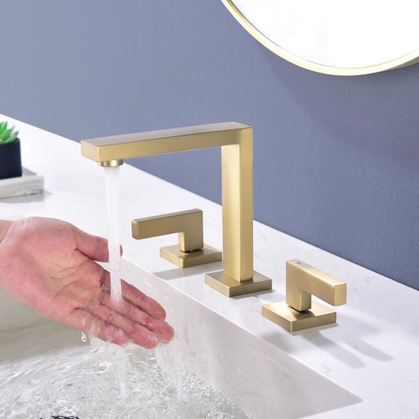 8 in. Widespread Double Handle Bathroom Sink Faucet in Brushed Gold