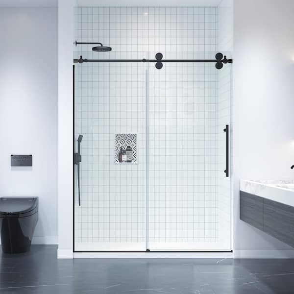 Dreamwerks 60 in. x 79 in. Frameless Sliding Shower Door in Black