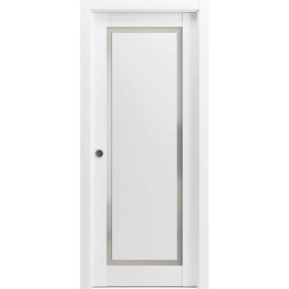 18 in. x 80 in. 1 Panel Painted White Finished Solid Wood Sliding Door with Hardware price history on PriceWatchPro
