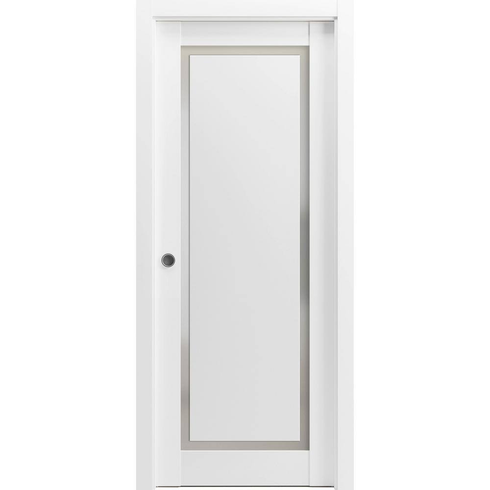 18 in. x 84 in. 1 Panel Painted White Finished Solid Wood Sliding Door with Hardware price history on PriceWatchPro
