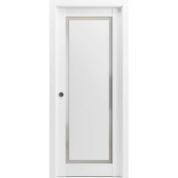 Sartodoors 18 in. x 84 in. 1 Panel Painted White Finished Solid Wood Sliding Door with Hardware