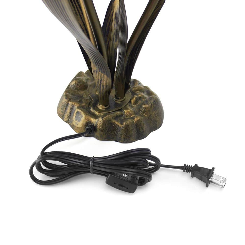 21.5" Amber Glass and Bronze Lily Table Lamp Set