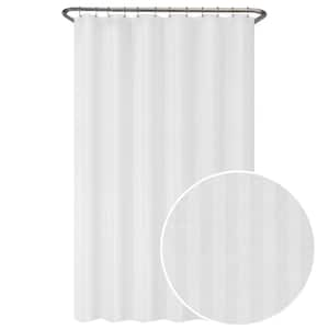 70 in. W x 72 in. L Ultimate Striped Waterproof Fabric Shower Curtain or Liner, White