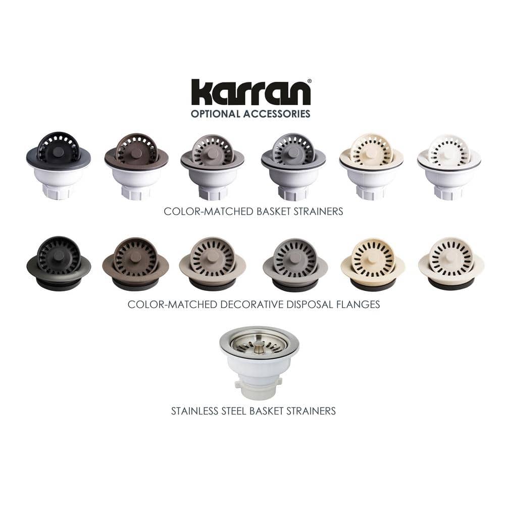Karran Stainless Steel Kitchen Sink Basket Strainer with SlimShield Cap