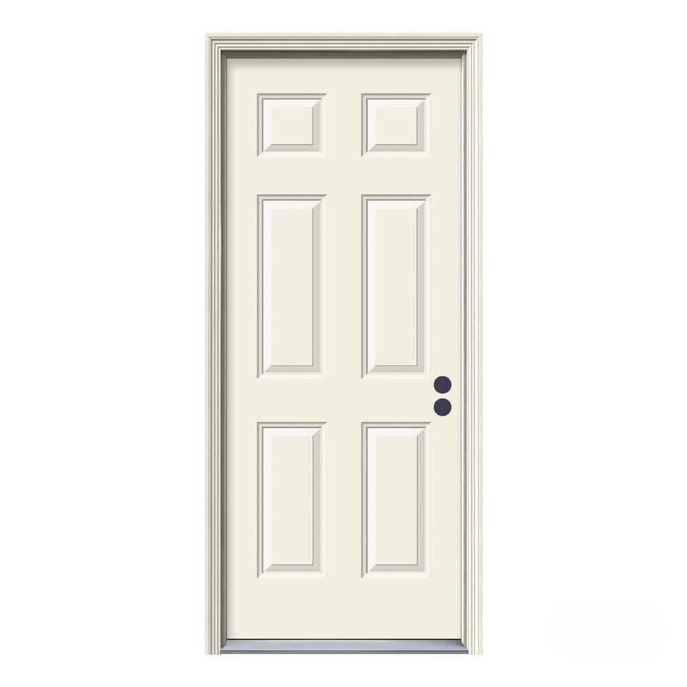 JELD-WEN 32 in. x 80 in. 6-Panel Primed Steel Prehung Left-Hand