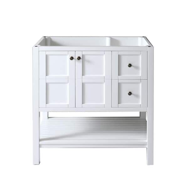 Virtu USA Winterfell 36 in. W x 22 in. D x 35.24 in. H Vanity Cabinet Only in White