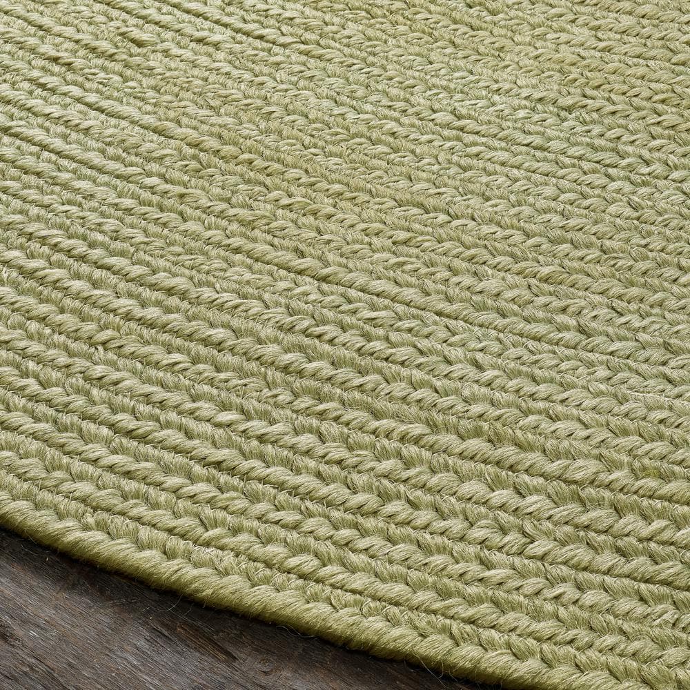 Fog Green Oval Braided Reversible Indoor/Outdoor Rug
