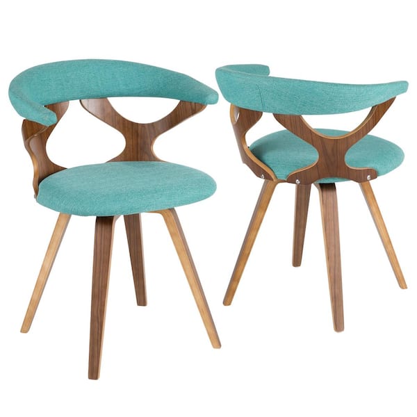 Lumisource Gardenia Walnut and Teal Swivel Accent and Dining Chair