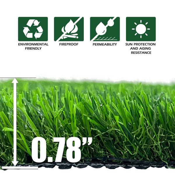 Agfabric 6 ft. x 12 ft. Green Artificial Grass Carpet 0.78 in. Mat for Outdoor Garden Landscape Balcony Dog Grass Rug