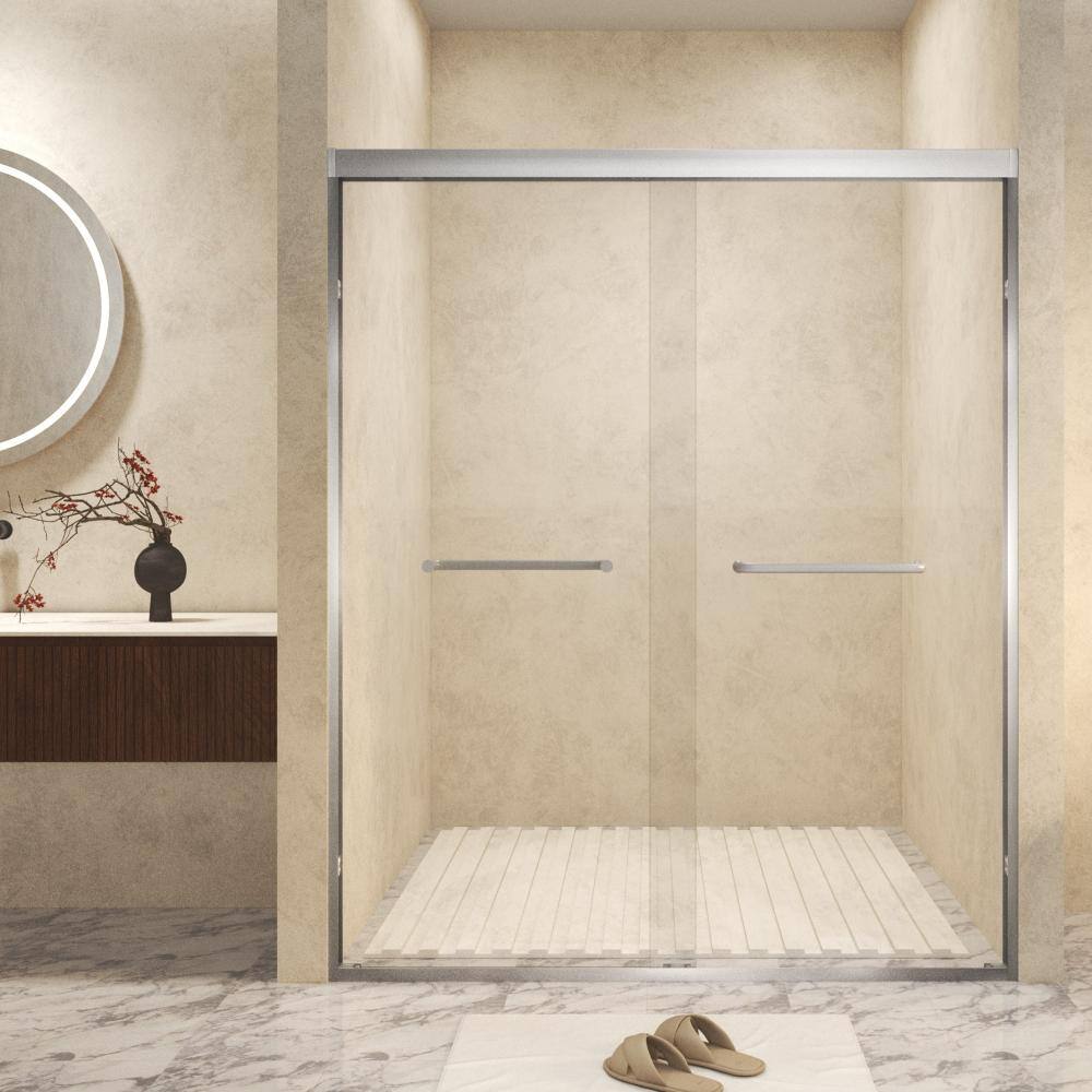 56-60 in.W x 72 in.H Nickel Aluminum Frame Double Sliding Shower Door,6mm Thick SGCC Tempered Glass,Stainless Handle price history on PriceWatchPro
