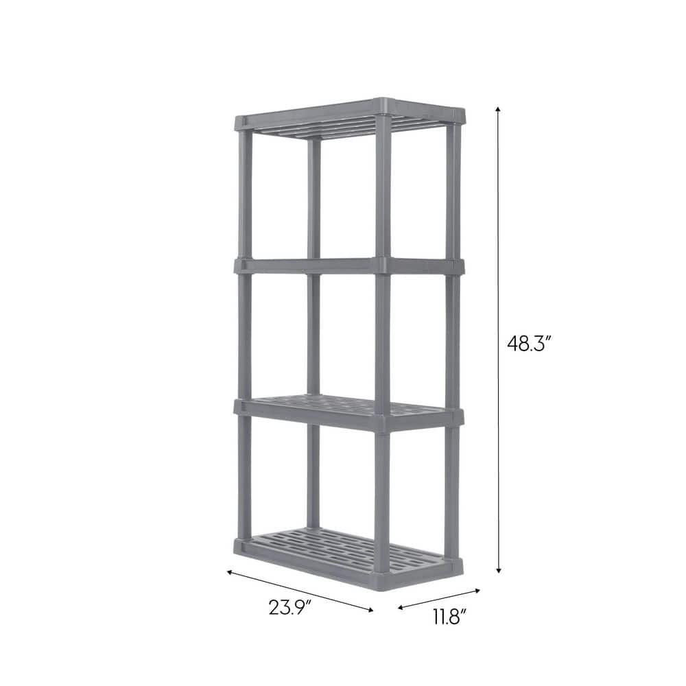 Gray Plastic Heavy Duty 4-Tier Utility Shelf