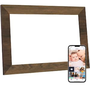 10.1 in. WiFi IPS Touch Screen Digital Photo Frame with 32GB Storage, SD Card Slot, Auto-Rotate in Wood Grain - (1-Pack)