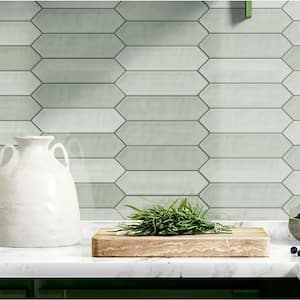 Ceramic Picket Hexagon Subway 3"x 12"x 10mm Wall Tile Sample - Sage (1 Tile PC/Each)