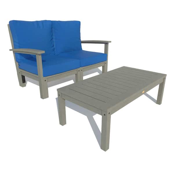 Highwood Bespoke Deep Seating 2-Piece Plastic Outdoor Loveseat and Conversation Table with Cushions
